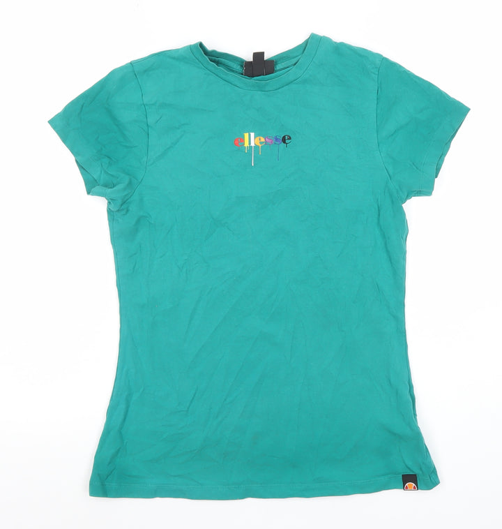 Ellesse Womens Green Cotton Short Sleeve Slim Fit T-Shirt Size 10