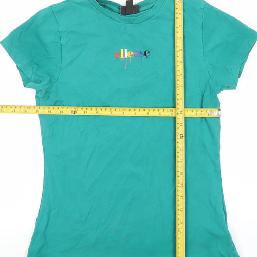 Ellesse Womens Green Cotton Short Sleeve Slim Fit T-Shirt Size 10