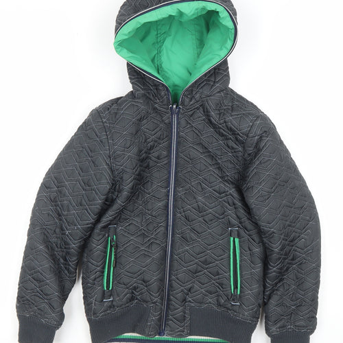 Marks and Spencer Boys Black Quilted Hooded Puffer Jacket 7-8 Years