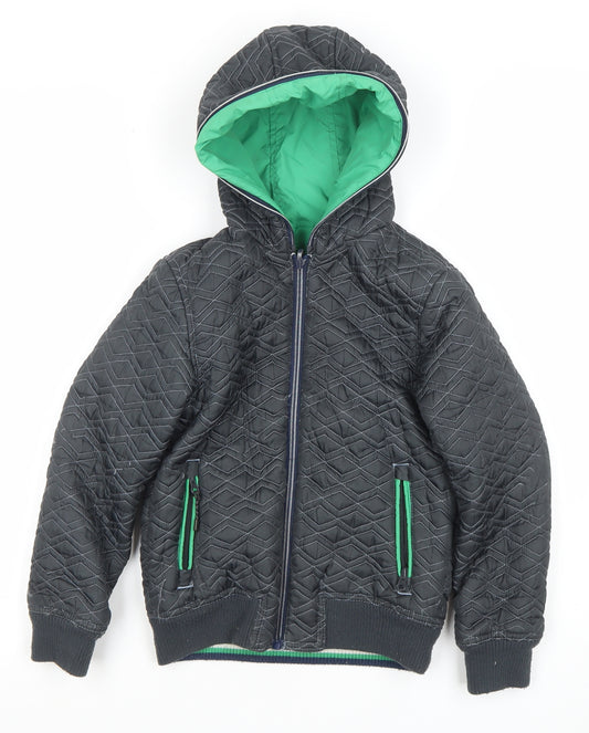 Marks and Spencer Boys Black Quilted Hooded Puffer Jacket 7-8 Years