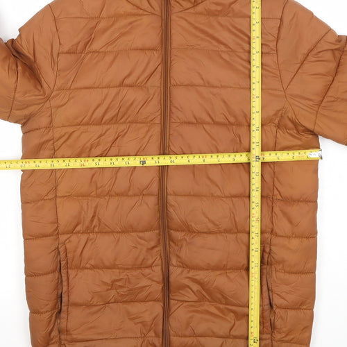 Destination Boys Teens Brown Hooded Puffer Jacket Size M