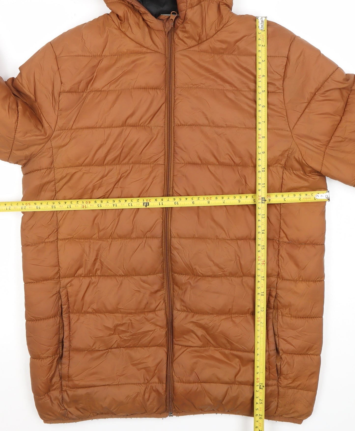Destination Boys Teens Brown Hooded Puffer Jacket Size M