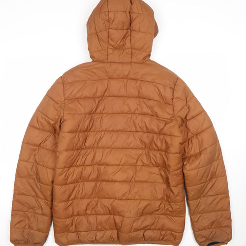 Destination Boys Teens Brown Hooded Puffer Jacket Size M