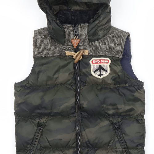 Scotch Shrunk Boys Green Camo Hooded Bodywarmer Jacket Size 10 Years
