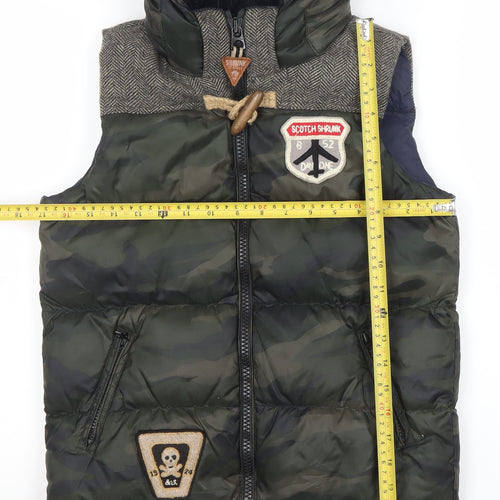 Scotch Shrunk Boys Green Camo Hooded Bodywarmer Jacket Size 10 Years