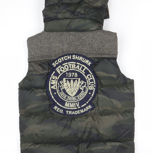 Scotch Shrunk Boys Green Camo Hooded Bodywarmer Jacket Size 10 Years