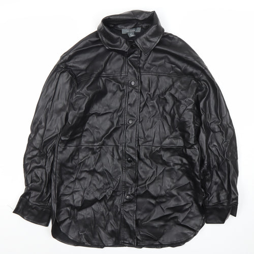 Primark Womens Black Faux Leather Button Jacket XS