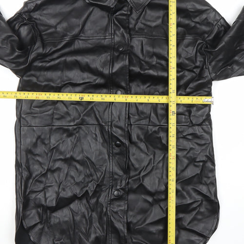 Primark Womens Black Faux Leather Button Jacket XS