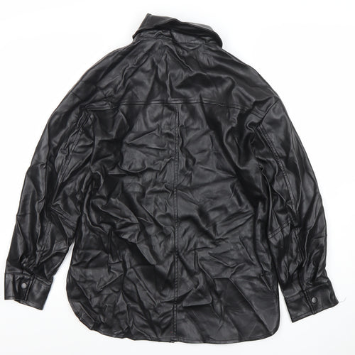 Primark Womens Black Faux Leather Button Jacket XS