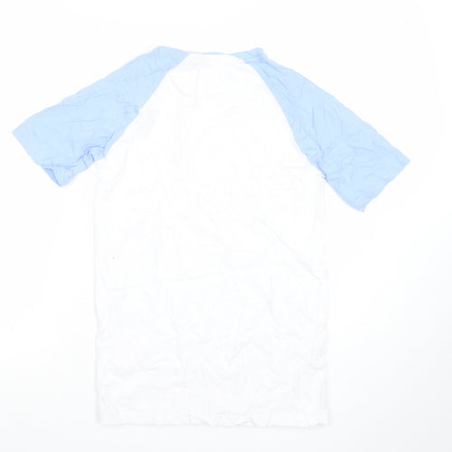 Ted Smith Men's White Blue Short Sleeve Crew Neck Cotton T-Shirt Size S