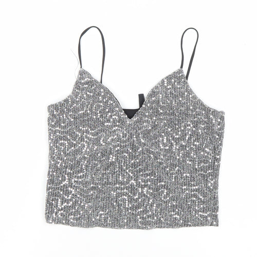Vero Moda Women’s Silver Sequin Camisole Tank Top XS Party Wear