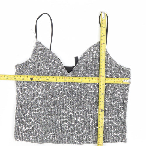 Vero Moda Women’s Silver Sequin Camisole Tank Top XS Party Wear