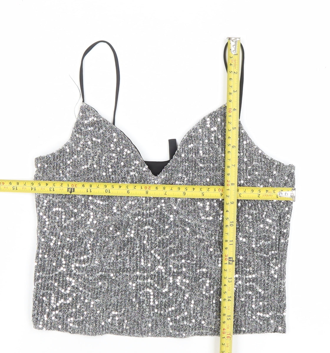 Vero Moda Women’s Silver Sequin Camisole Tank Top XS Party Wear