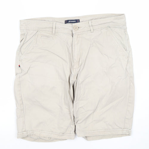 Kangol Men Beige Chino Shorts L Regular Fit Cotton Casual Summer