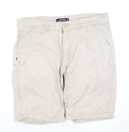 Kangol Men Beige Chino Shorts L Regular Fit Cotton Casual Summer