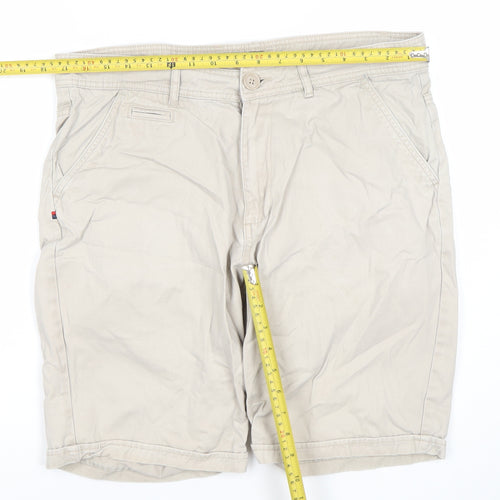 Kangol Men Beige Chino Shorts L Regular Fit Cotton Casual Summer