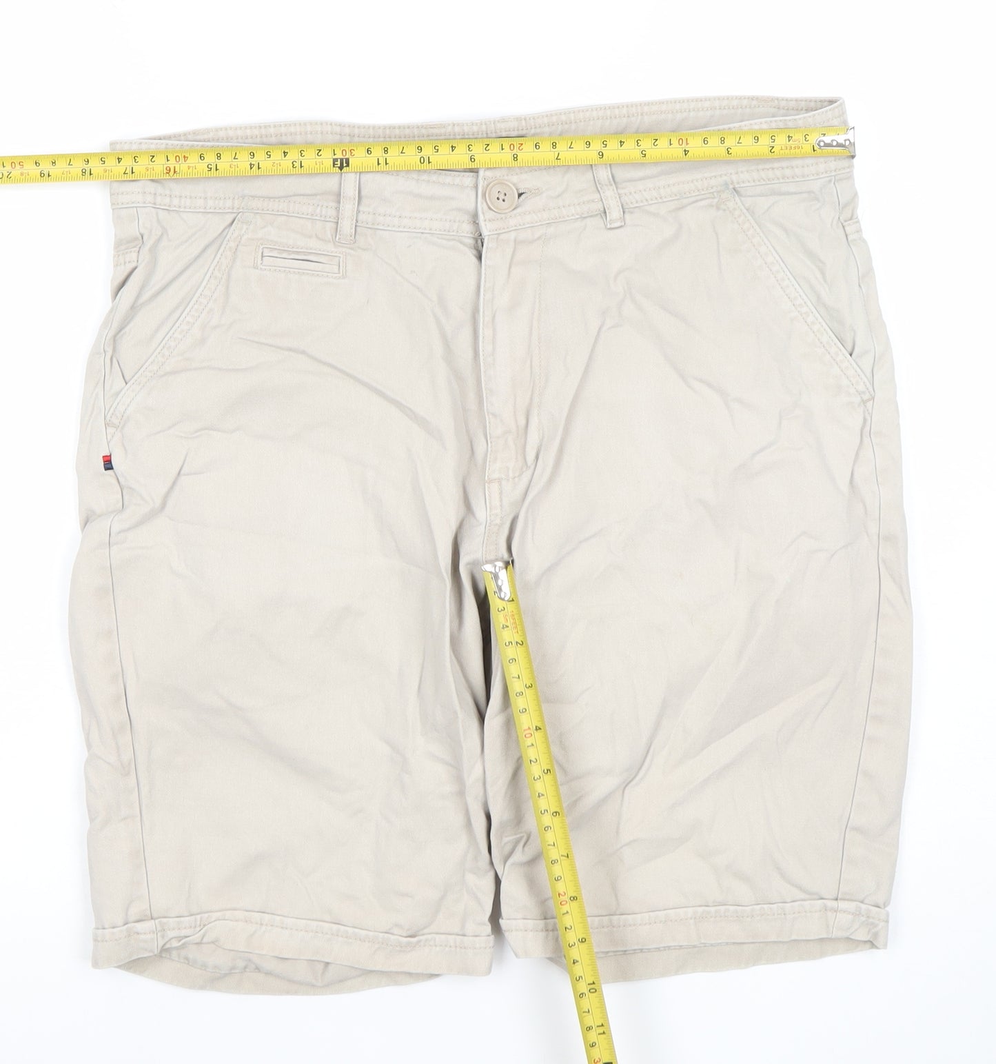 Kangol Men Beige Chino Shorts L Regular Fit Cotton Casual Summer