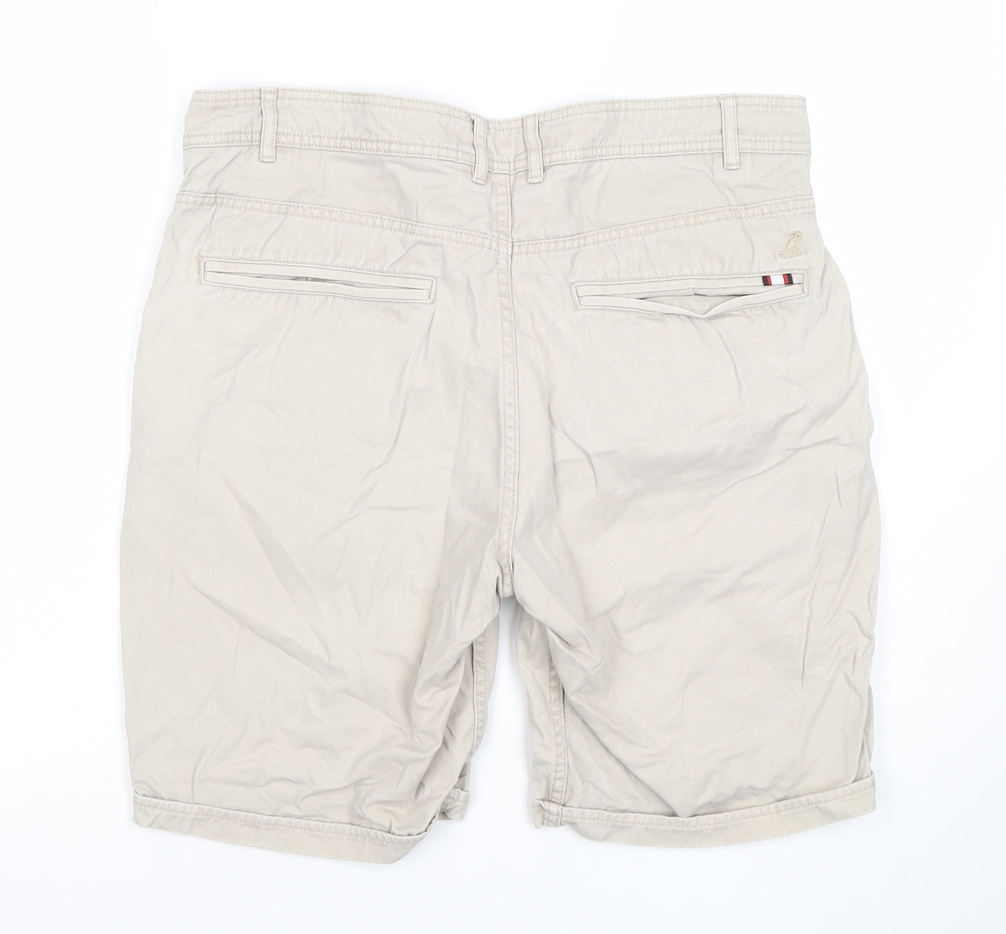 Kangol Men Beige Chino Shorts L Regular Fit Cotton Casual Summer