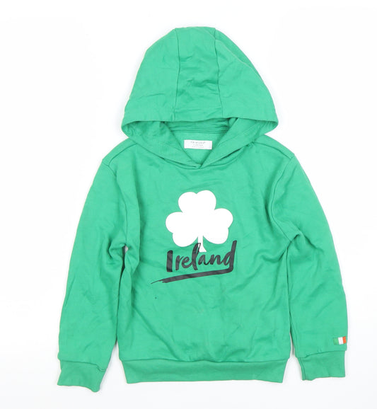 Primark Boys Green Hooded Ireland Pullover Hoodie Size 5-6 Years