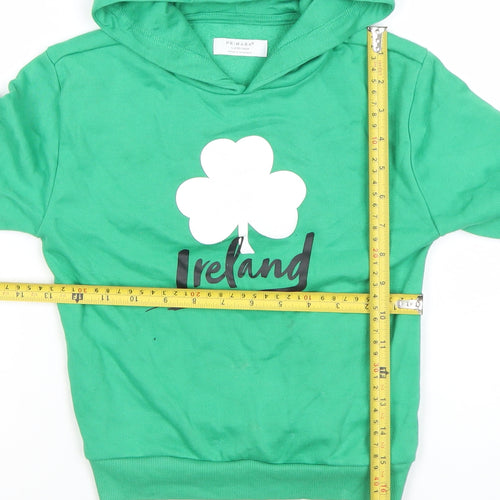 Primark Boys Green Hooded Ireland Pullover Hoodie Size 5-6 Years