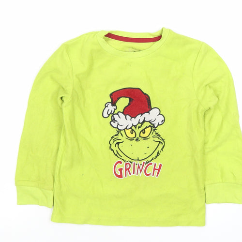 Primark Boys Green The Grinch Long Sleeve Christmas T-Shirt 5-6 Years