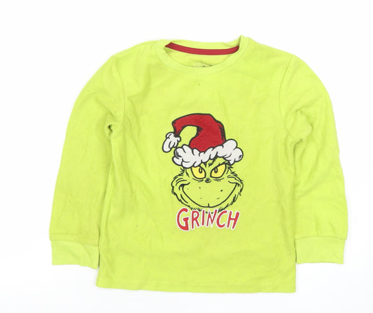 Primark Boys Green The Grinch Long Sleeve Christmas T-Shirt 5-6 Years