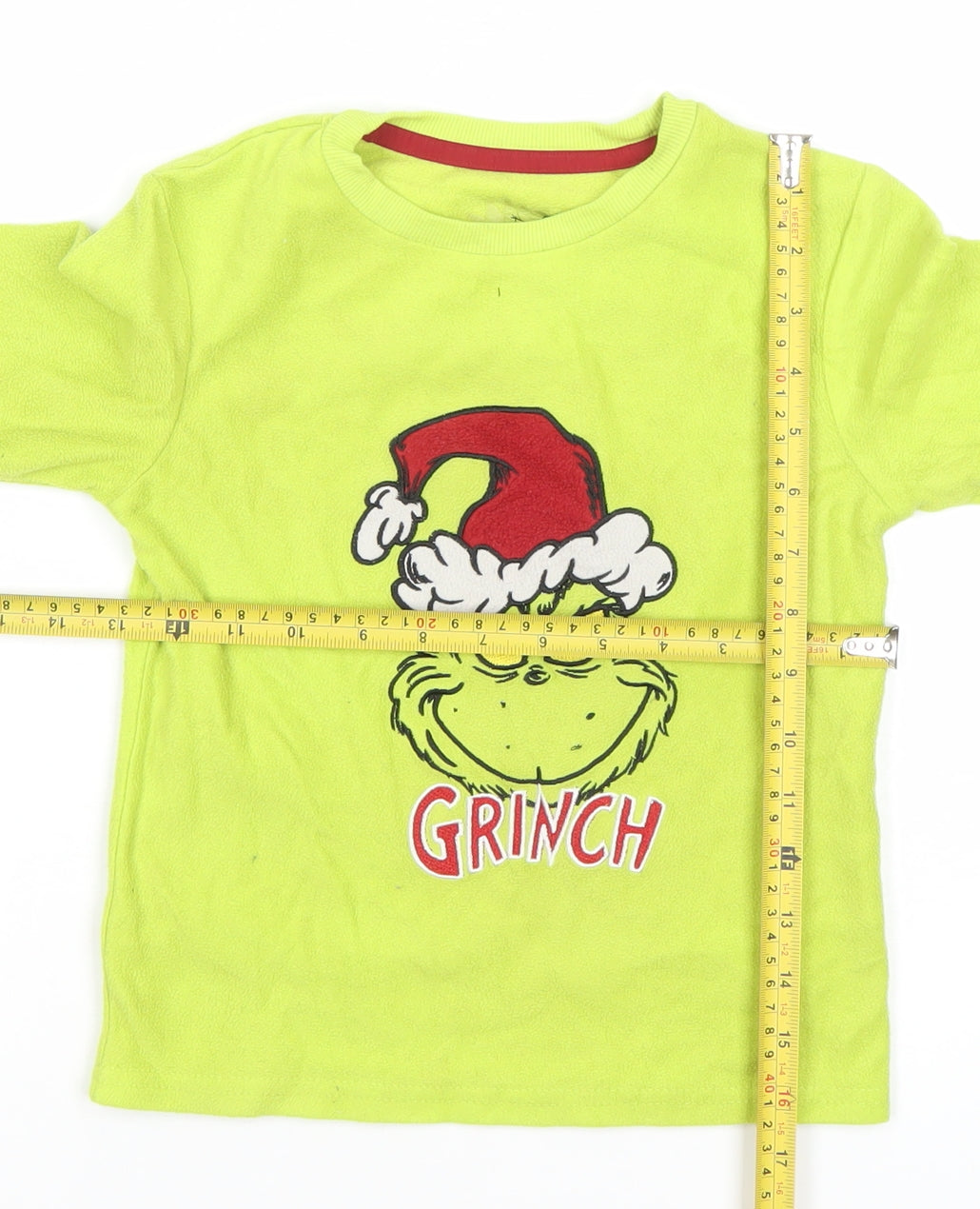 Primark Boys Green The Grinch Long Sleeve Christmas T-Shirt 5-6 Years
