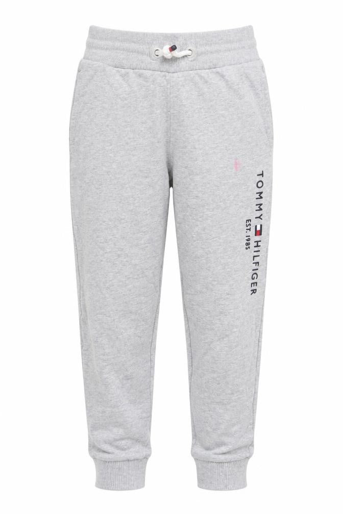 Front view of Tommy Hilfiger boys’ grey 4 years jogger sweatpants drawstring trousers