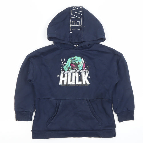 Primark Boys Navy Marvel Hulk Pullover Hoodie 5-6 Years Cotton Blend