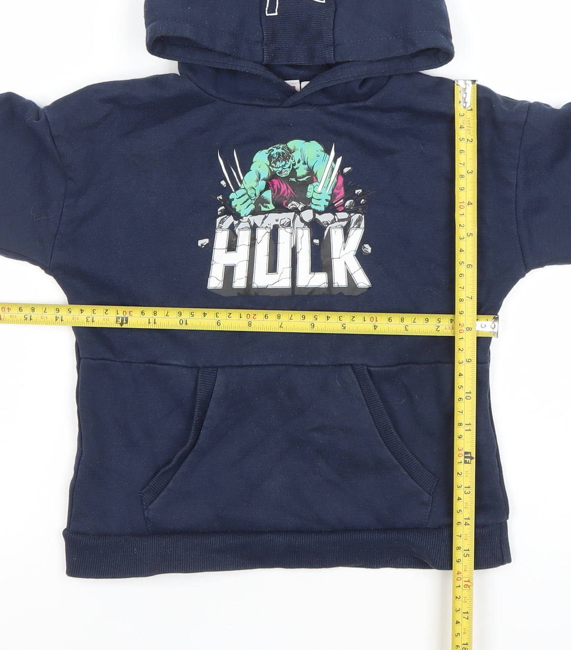 Primark Boys Navy Marvel Hulk Pullover Hoodie 5-6 Years Cotton Blend