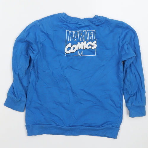 Dunnes Stores Boys Blue Marvel Comics Sweatshirt 5-6 Years Cotton Pullover