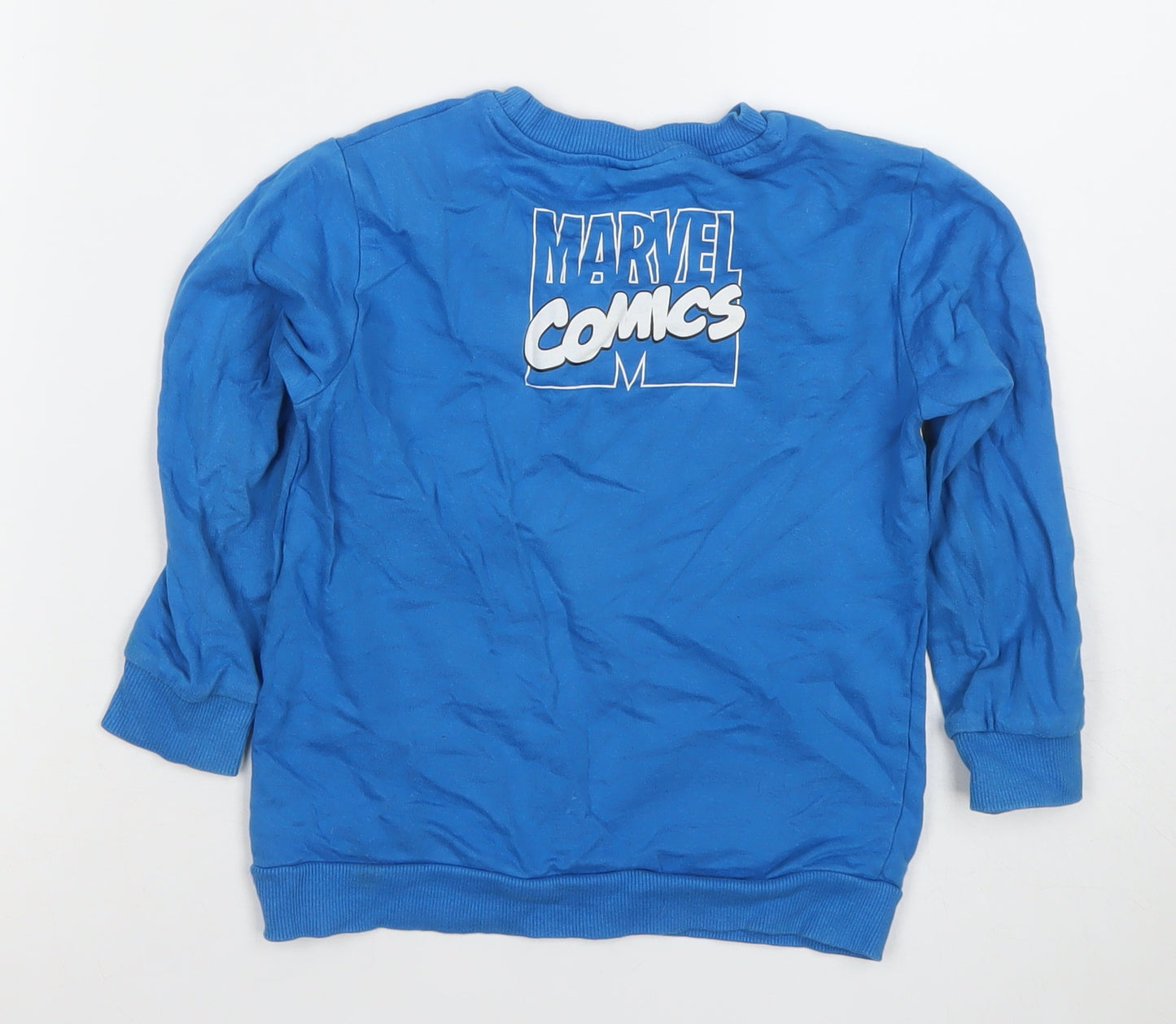 Dunnes Stores Boys Blue Marvel Comics Sweatshirt 5-6 Years Cotton Pullover