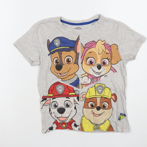 Paw Patrol Boys Grey Short Sleeve Graphic T-Shirt 6-7 Years Cotton Blend