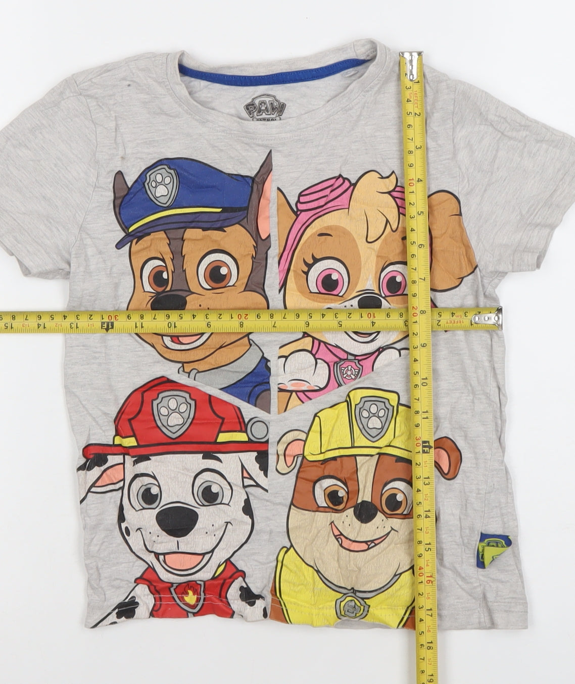Paw Patrol Boys Grey Short Sleeve Graphic T-Shirt 6-7 Years Cotton Blend