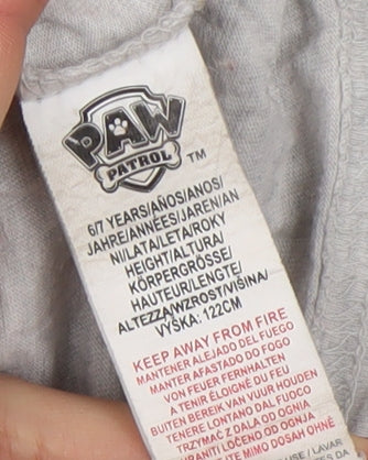 Paw Patrol Boys Grey Short Sleeve Graphic T-Shirt 6-7 Years Cotton Blend