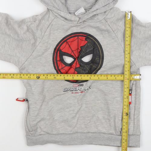 Primark Boys Grey Spider-Man Hoodie 5-6 Years Pullover Marvel Fleece