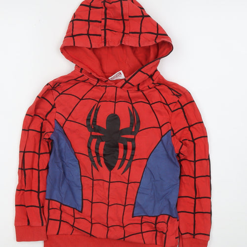 Marvel Spider-Man Boys Red Blue Pullover Hoodie Size 7-8 Years Cotton
