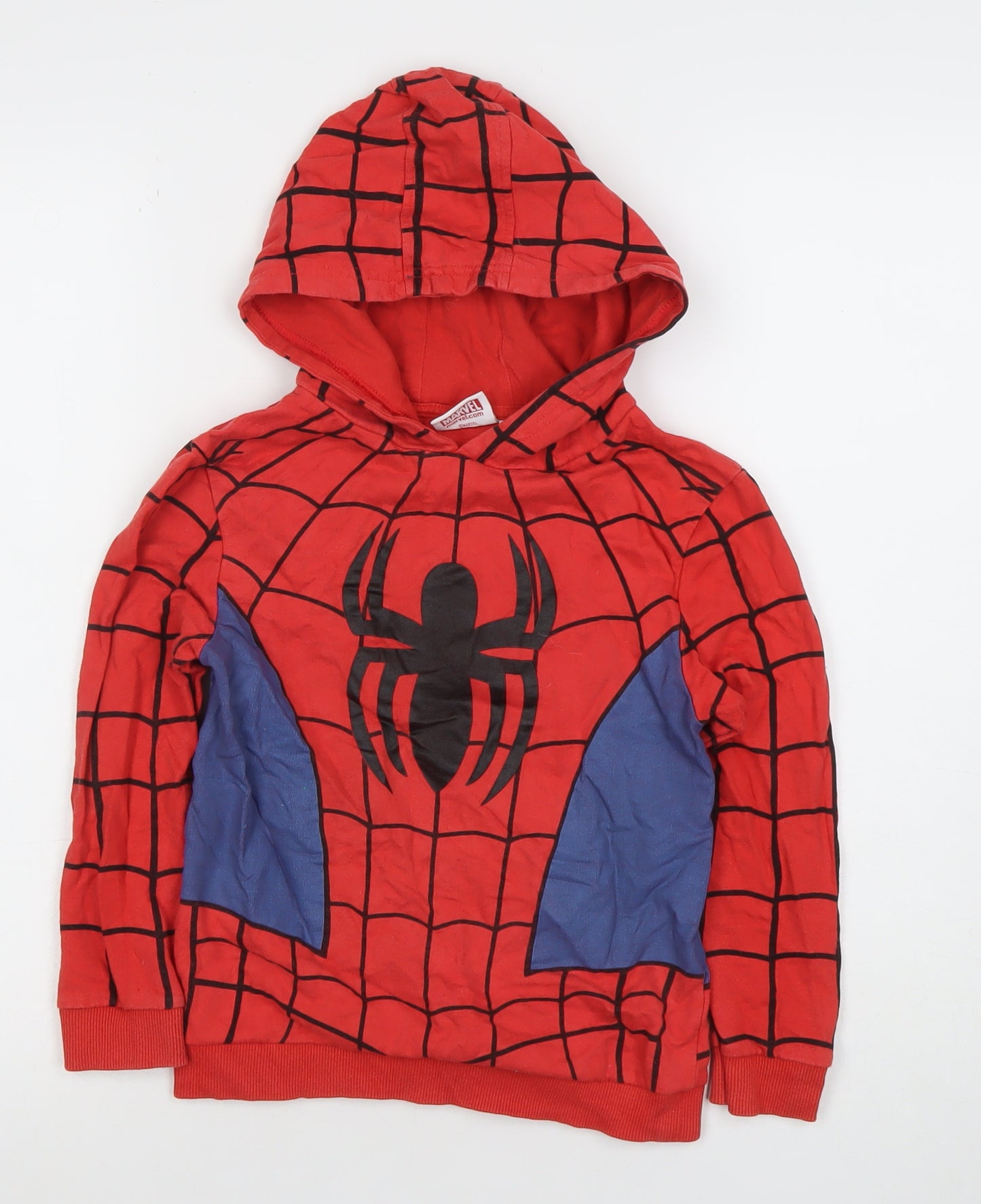 Marvel Spider-Man Boys Red Blue Pullover Hoodie Size 7-8 Years Cotton