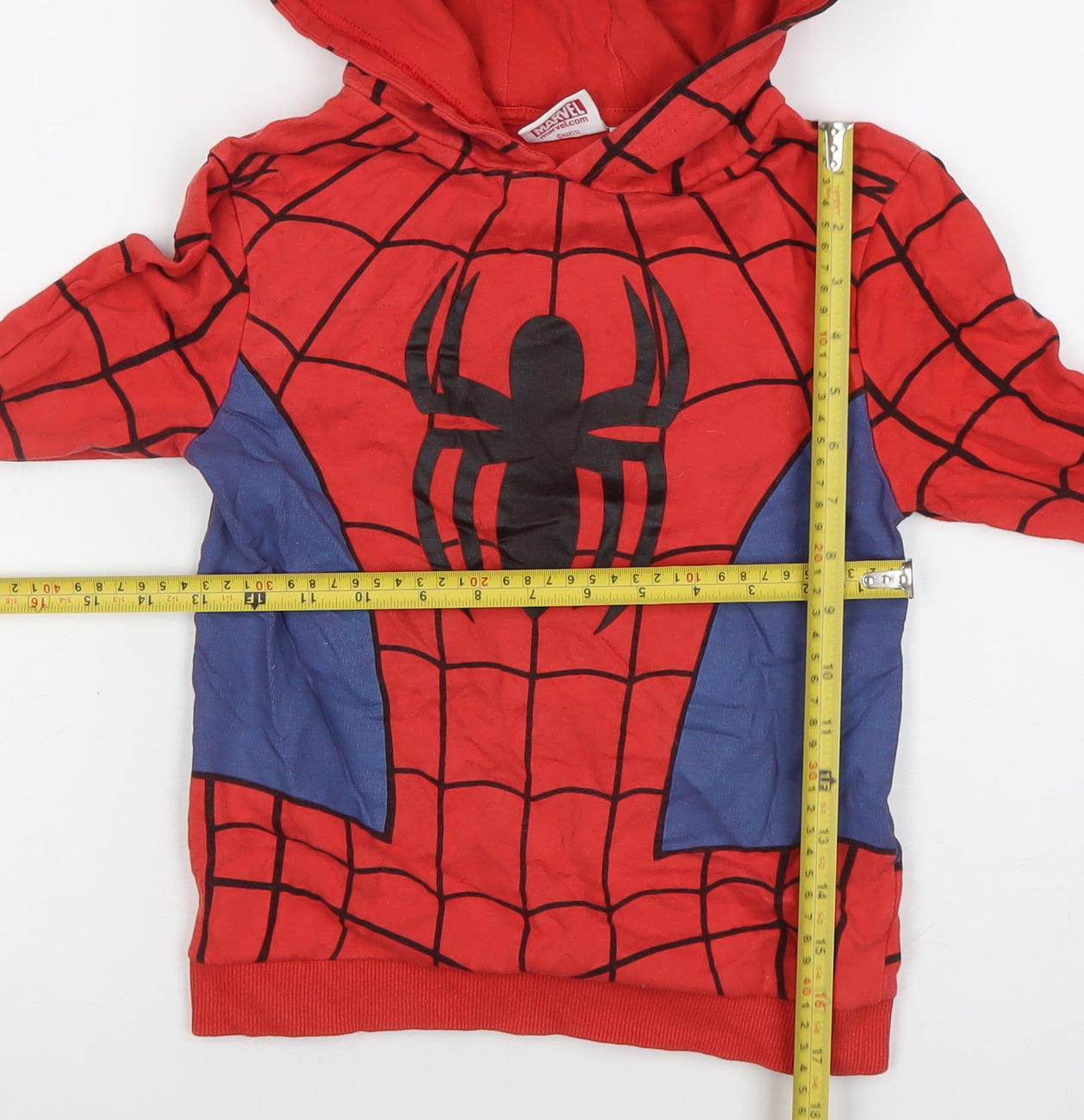 Marvel Spider-Man Boys Red Blue Pullover Hoodie Size 7-8 Years Cotton