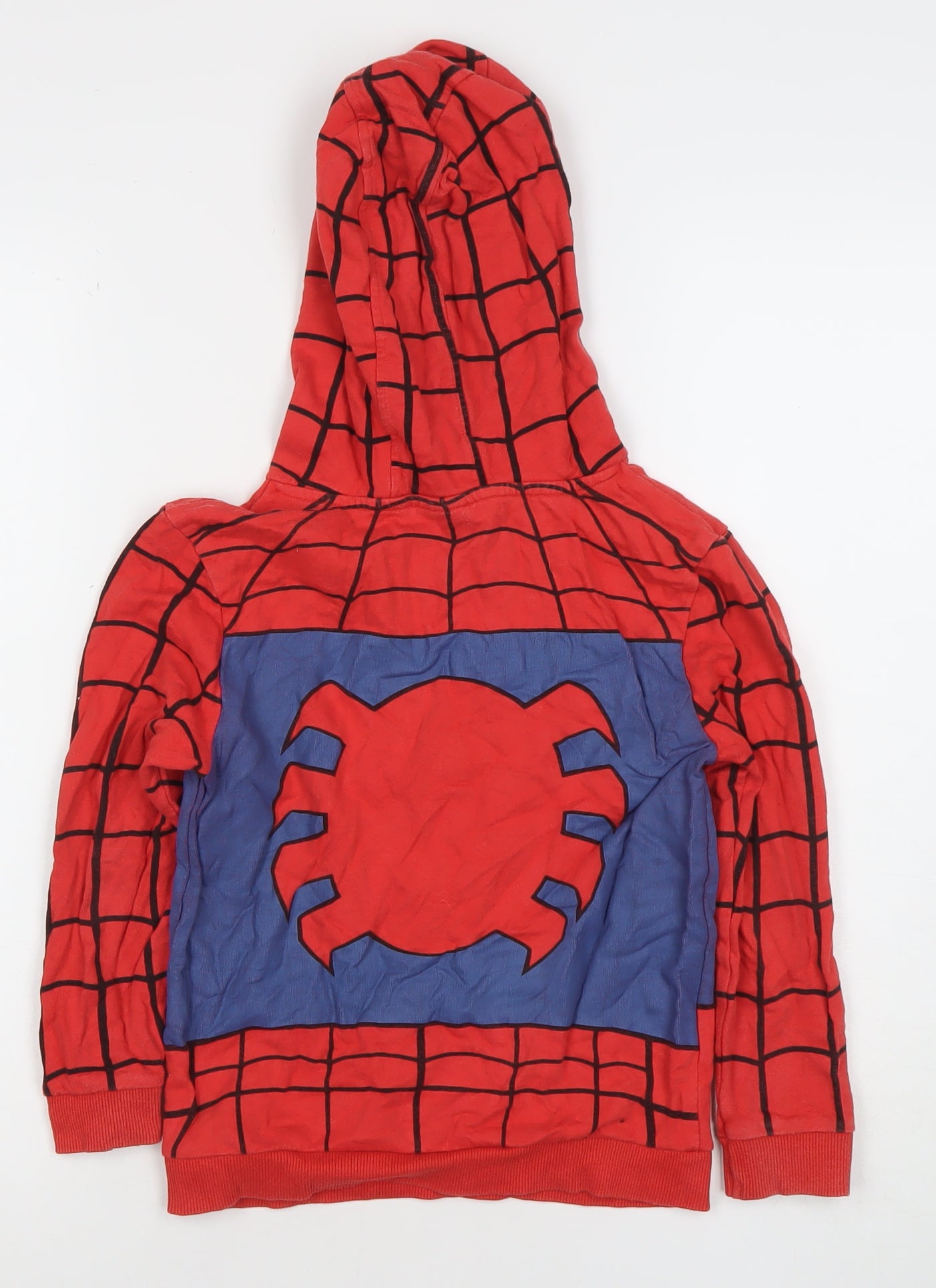 Marvel Spider-Man Boys Red Blue Pullover Hoodie Size 7-8 Years Cotton