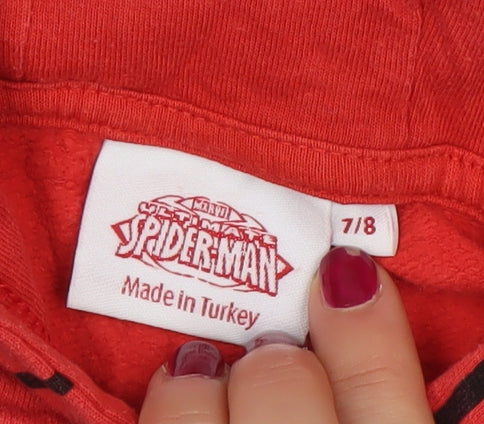 Marvel Spider-Man Boys Red Blue Pullover Hoodie Size 7-8 Years Cotton