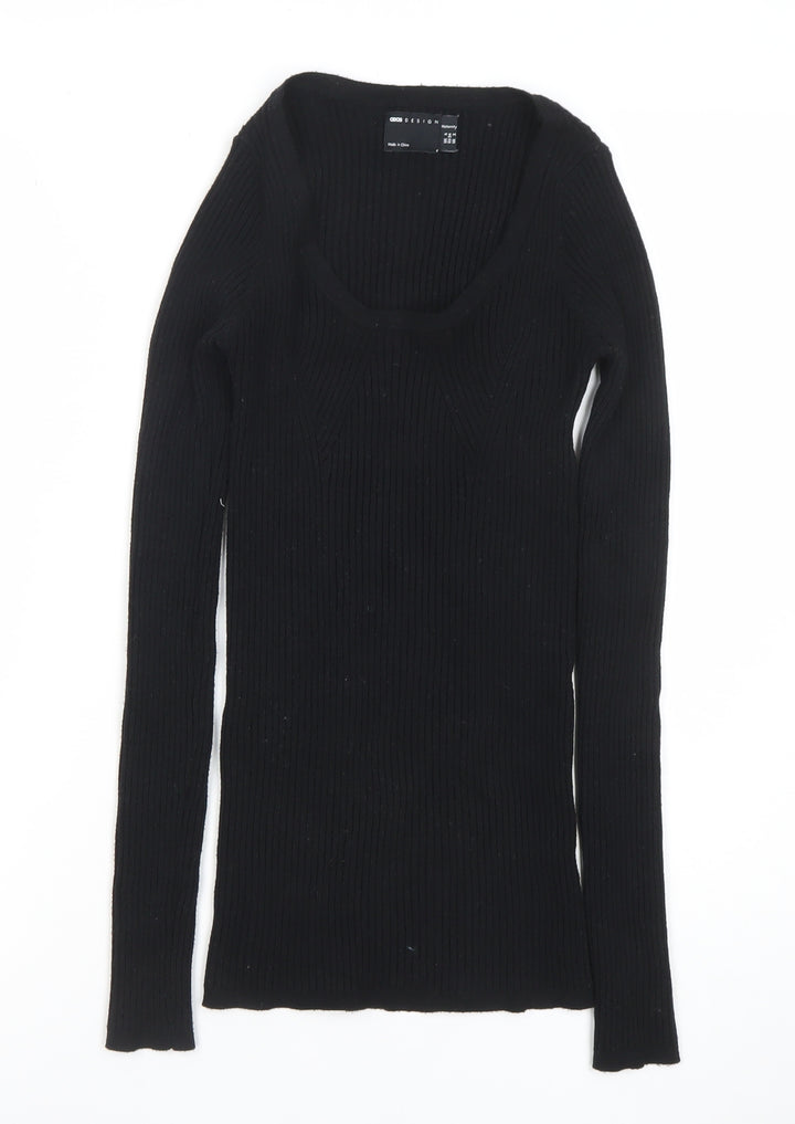 ASOS Women’s Black Slim Fit Long Sleeve Knit Top Size 6