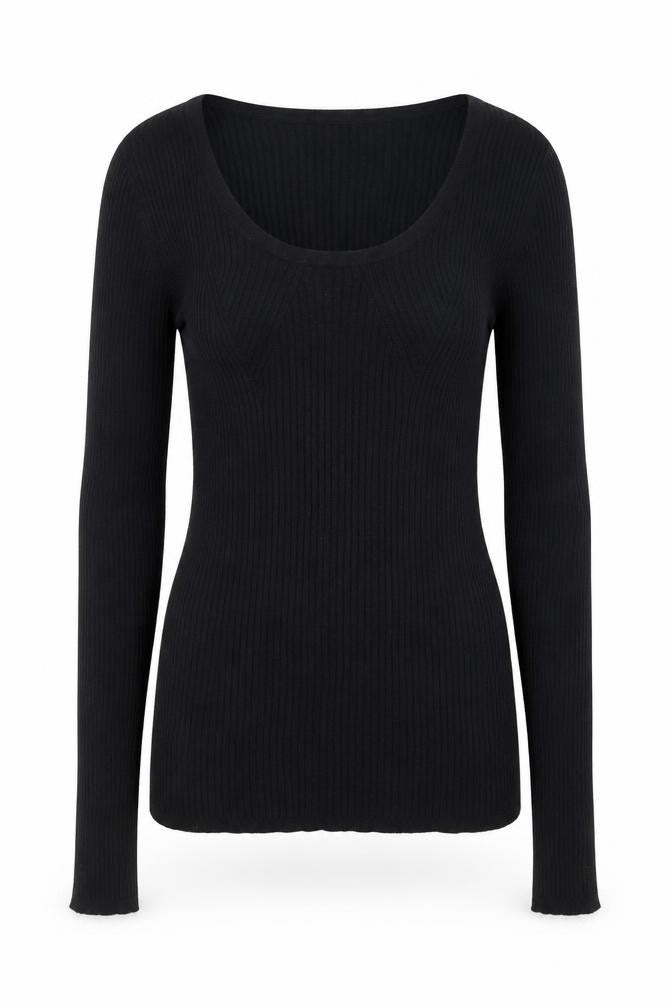 ASOS Women’s Black Slim Fit Long Sleeve Knit Top Size 6