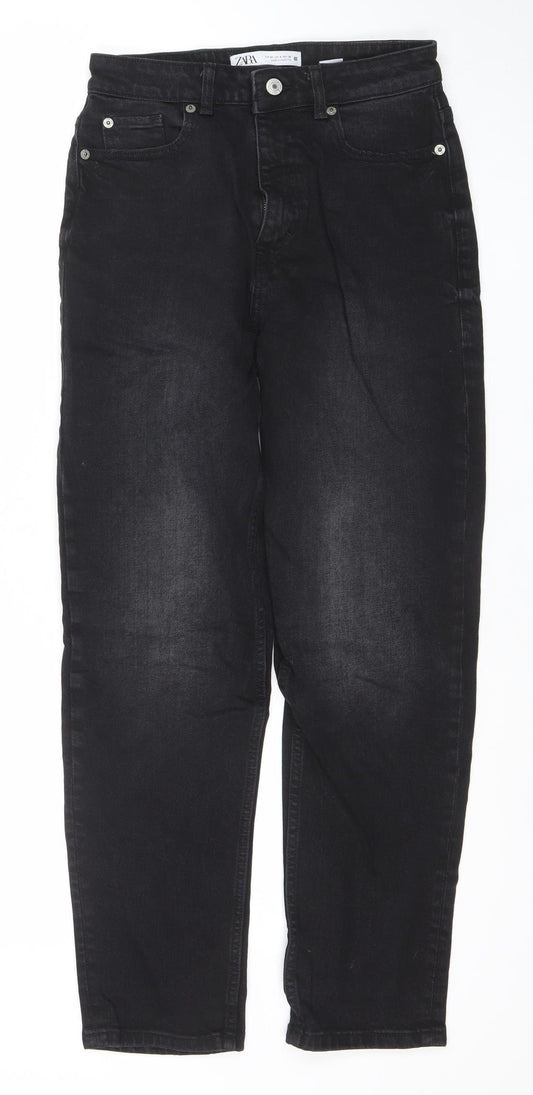 ZARA Women’s Black Straight Leg Jeans Size 8 Mid Rise Denim