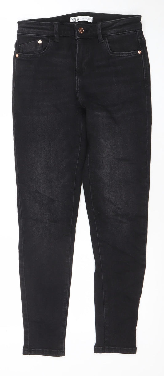 ZARA Womens Black Skinny Jeans Size 8 Slim Fit Mid Rise Denim