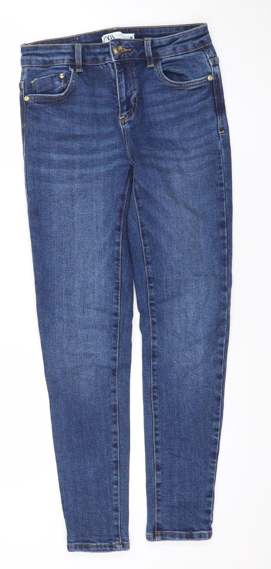 Zara Women Blue Skinny Jeans Size 8 Slim Fit Mid Rise
