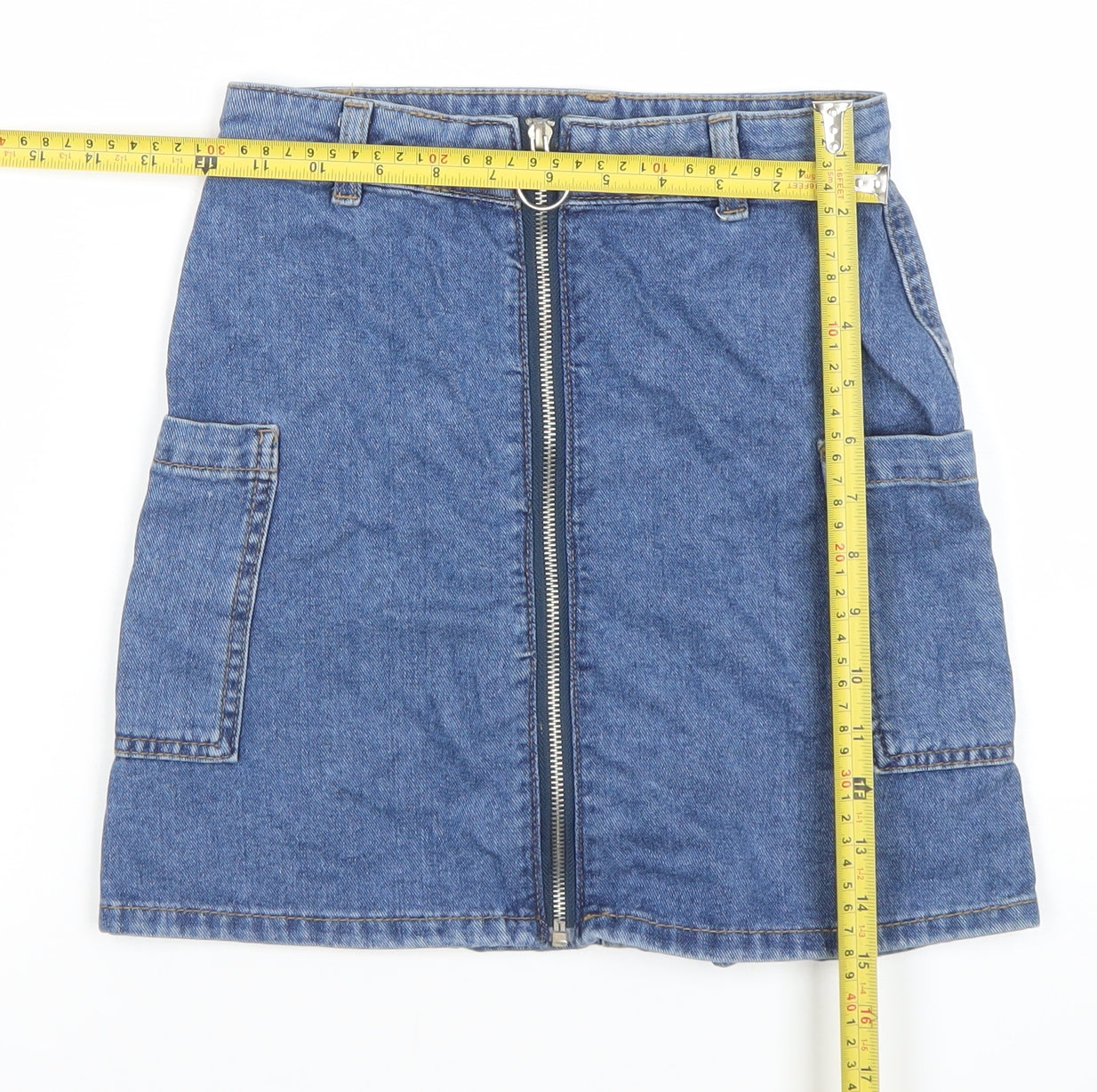 Denim Co. Women's Blue Denim Cargo Mini Skirt Size 4