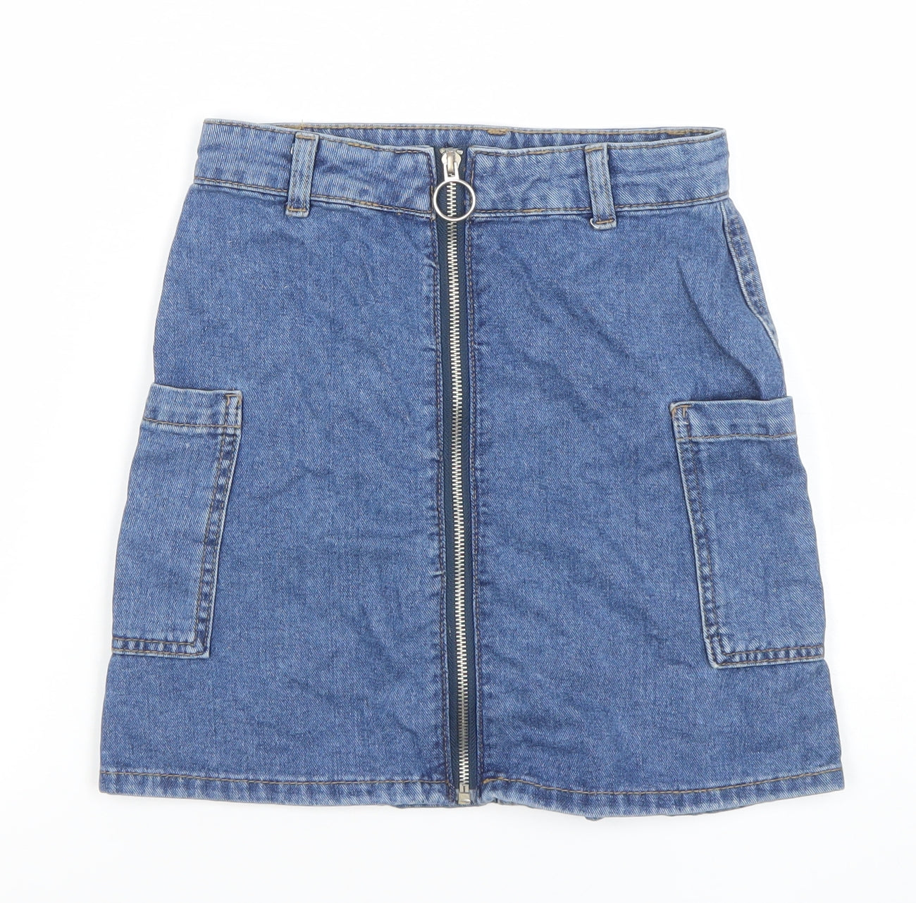 Denim Co. Women's Blue Denim Cargo Mini Skirt Size 4