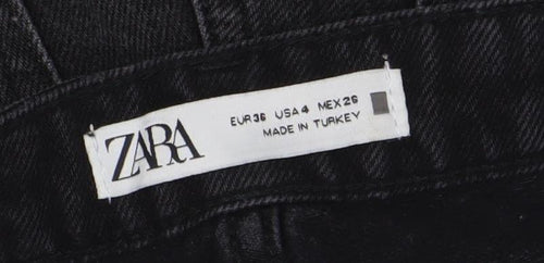ZARA Women Black Cut-Off Denim Shorts Size XS High Rise