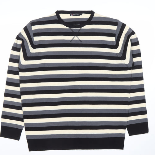 Precision Mens Multicoloured Striped Crew Neck Acrylic Jumper L